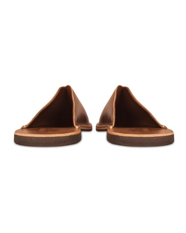 Sabot salentini artigianali unisex cuoio pelle colore cioccolato Made in Italy posteriore